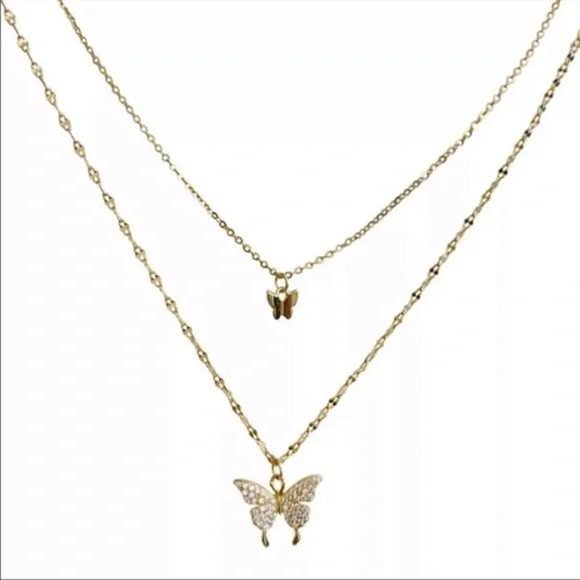 BUTTERFLY 18K ROSE GOLD NECKLACE, NICE NECKLACE, CUTE NECKLACE - Picture 4 of 4